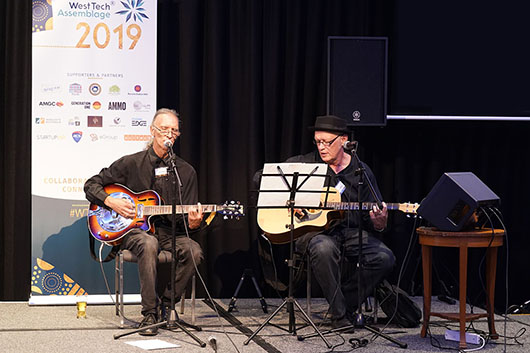 Perth Folk and Roots Club playing music on stage at WTA2019