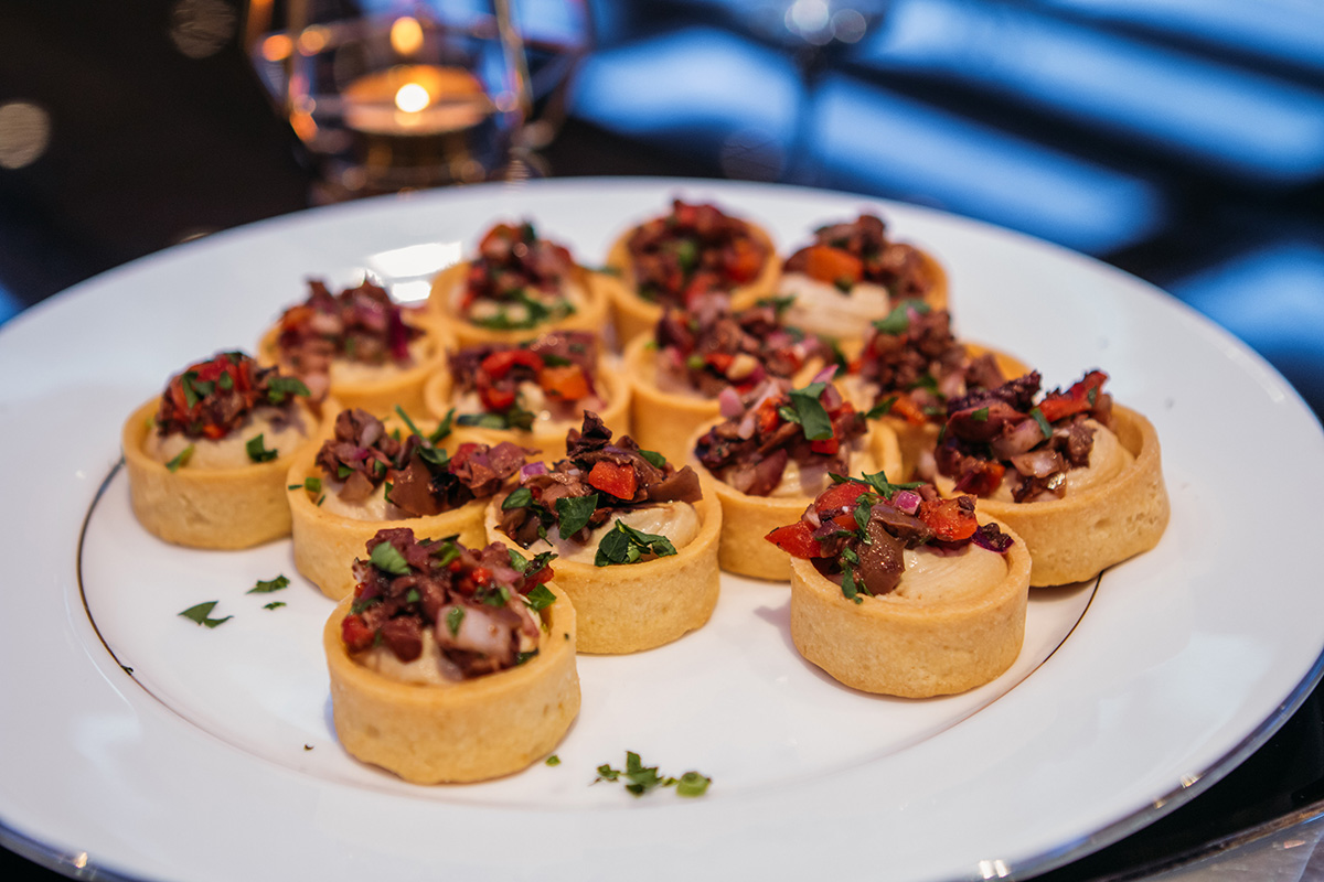 Delicious canapés served on a plate at West Tech Assemblage